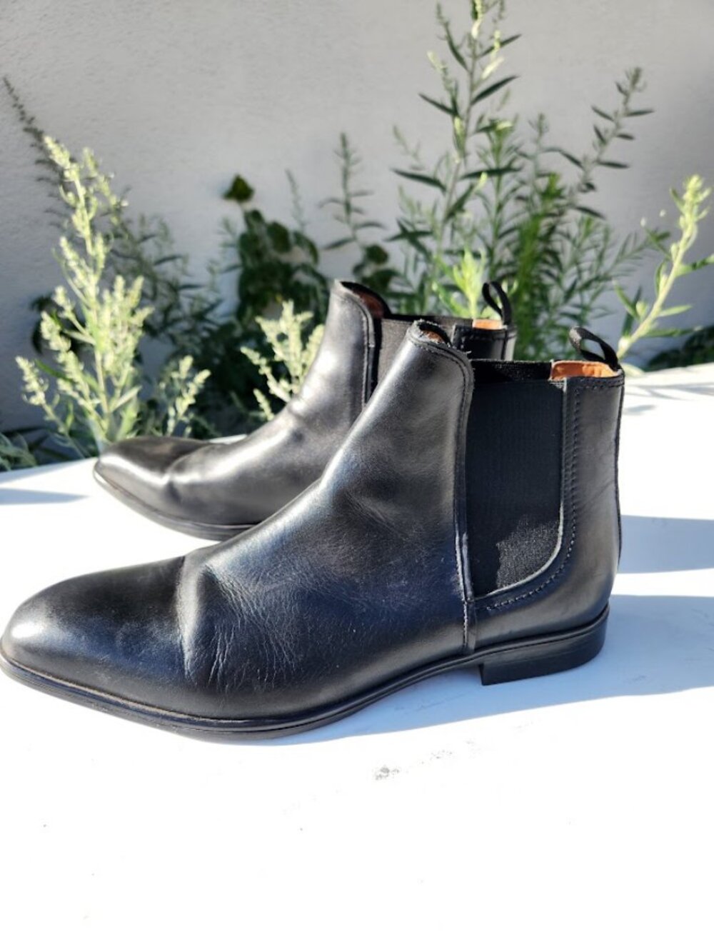 Aldo Chelsea Men's Boots Shoes Size 10.5 Mens Black Leather Almond Toe  Elastic